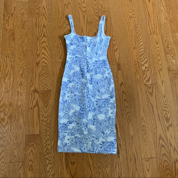 White and Blue Floral American Apparel Tank Dress✨ - Picture 2 of 5